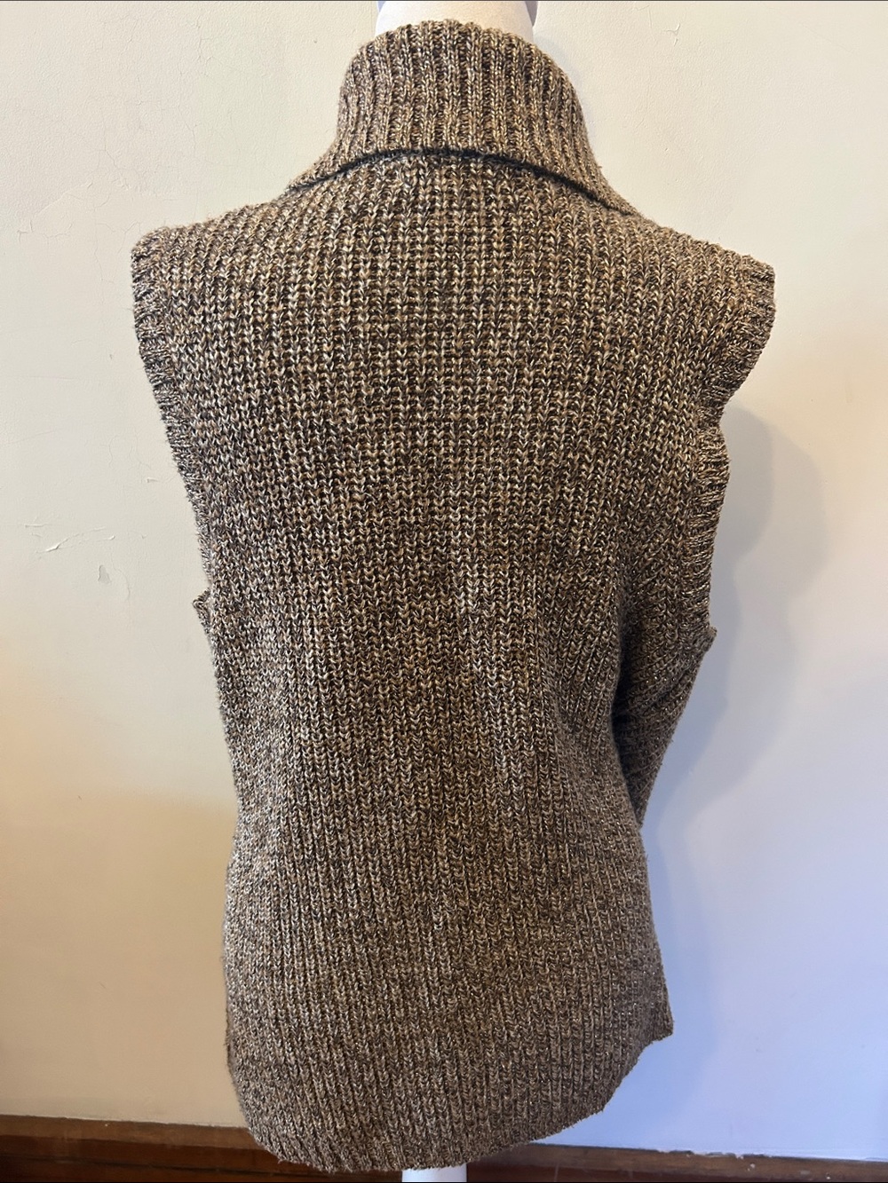 Charter Club Brown Metallic Shawl Collar Sleeveless Cardigan Size XL EUC - Picture 4 of 8